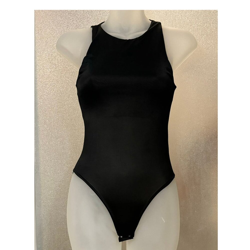 LASOFY Women's Sexy Sleeveless Racer Back Halter Neck Bodysuit Tank Tops Black S